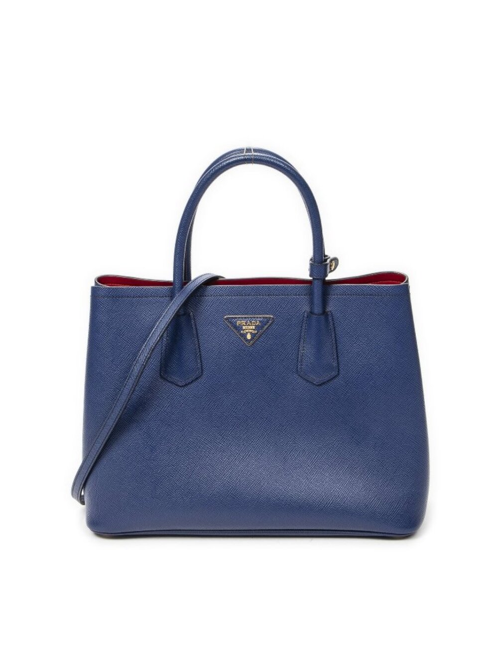 Prada Cuir Double Handle Tote Navy Saffiano Leather - Picture 1 of 10